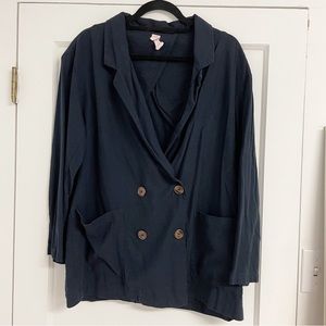 Anthropologie Amadi Black Linen Blazer Jacket Medium